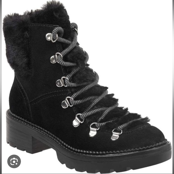 Marc Fisher LTD Capell Faux Fur Boots in Black Suede